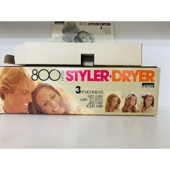 New In Box 1970s Hair Dryer 800 Watt Vintage Montgomery Ward Original Box New - Picture 3 of 11